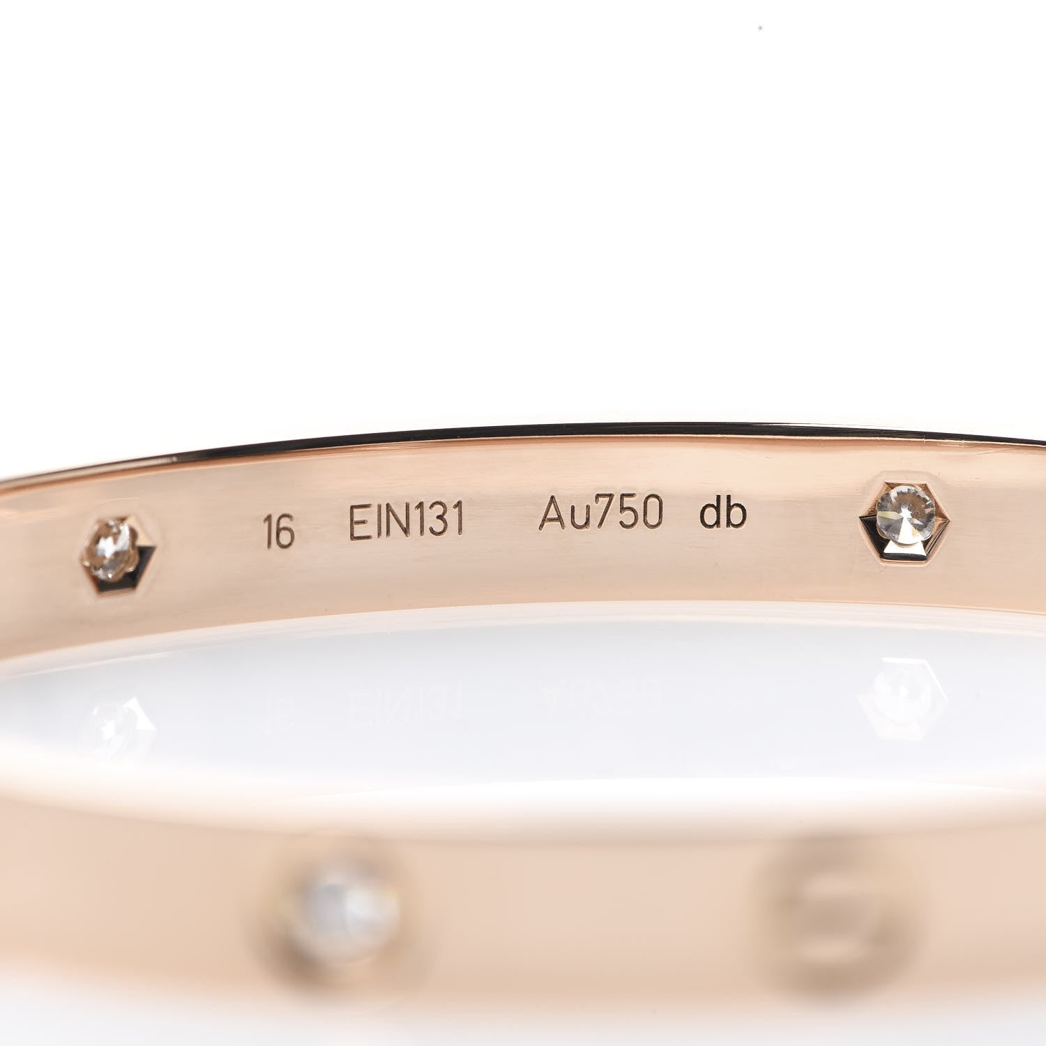 Cartier 18K Pink Gold 4 Diamond LOVE Bracelet 16 5 of 6