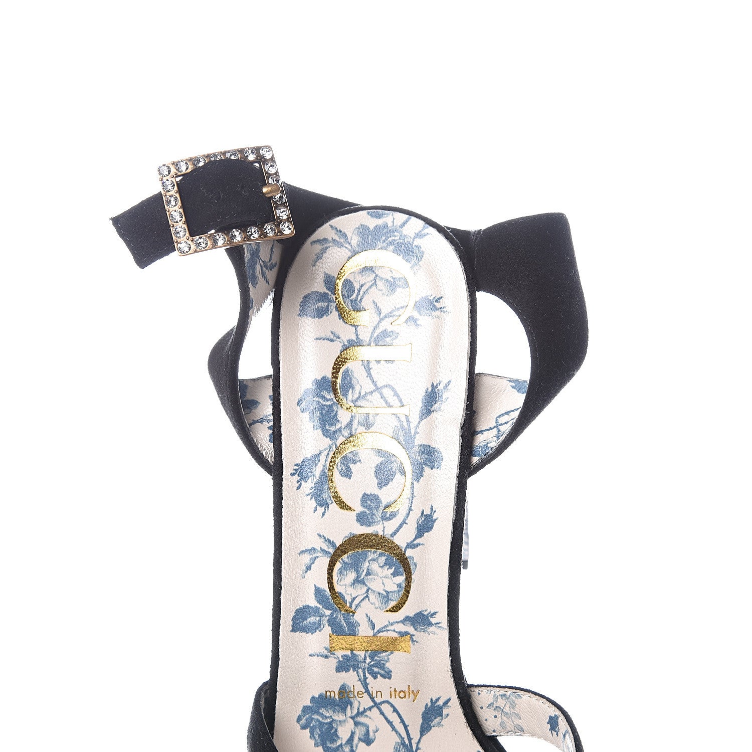 Gucci Suede Embellished Sandals 37 Black 8 of 11