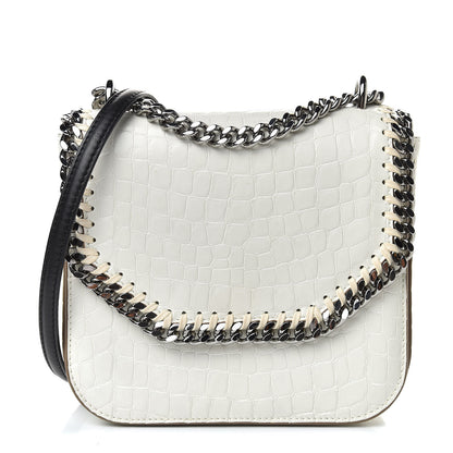 Stella McCartney Embossed Crocodile Effect Medium Falabella Box Shoulder Bag Ivory 1 of 10
