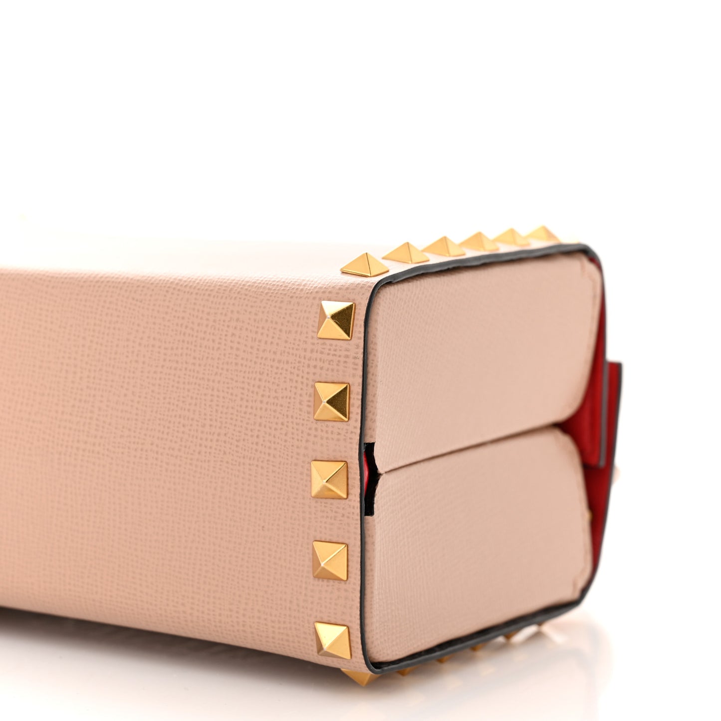 Grainy Calfskin Rockstud Alcove Box Top-Handle Bag Rose Cannelle