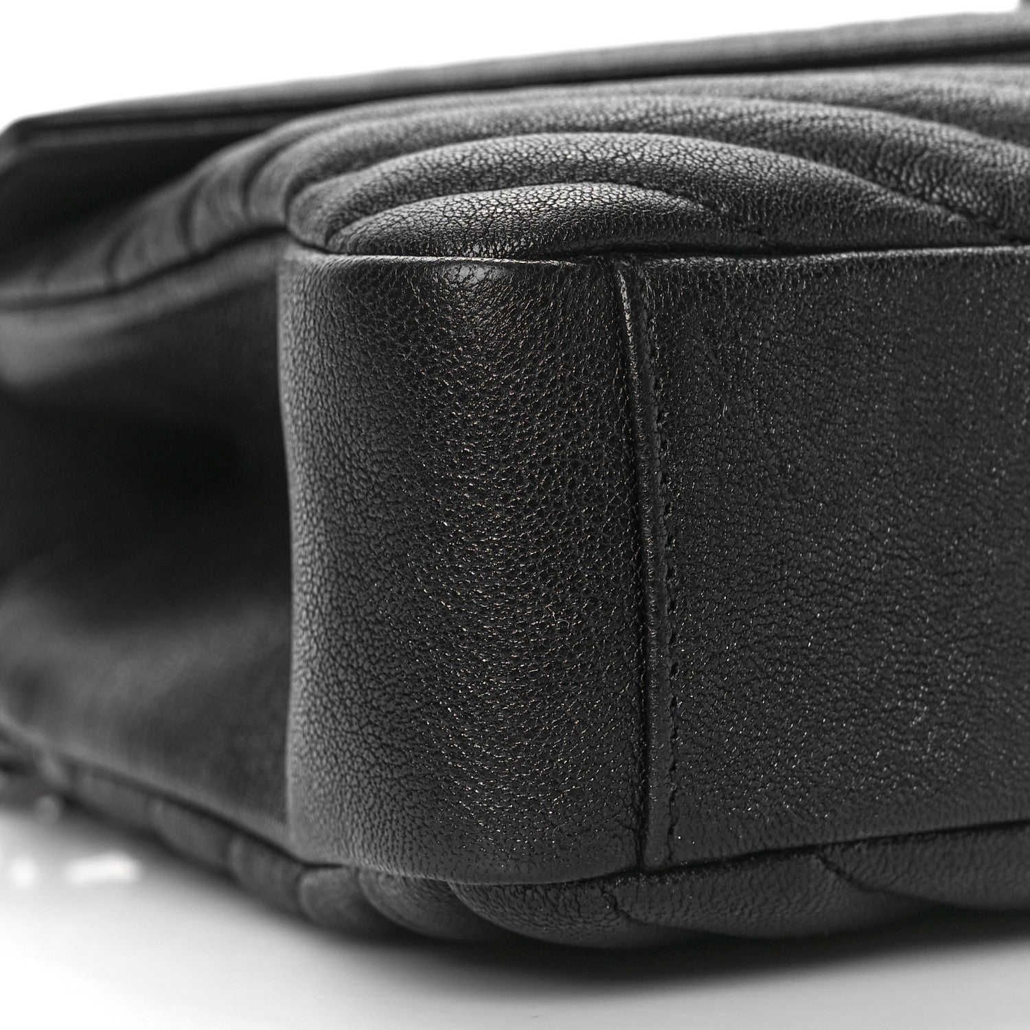 Saint Laurent Sheepskin Matelasse Chevron Monogram Medium College Bag Black 7 of 10