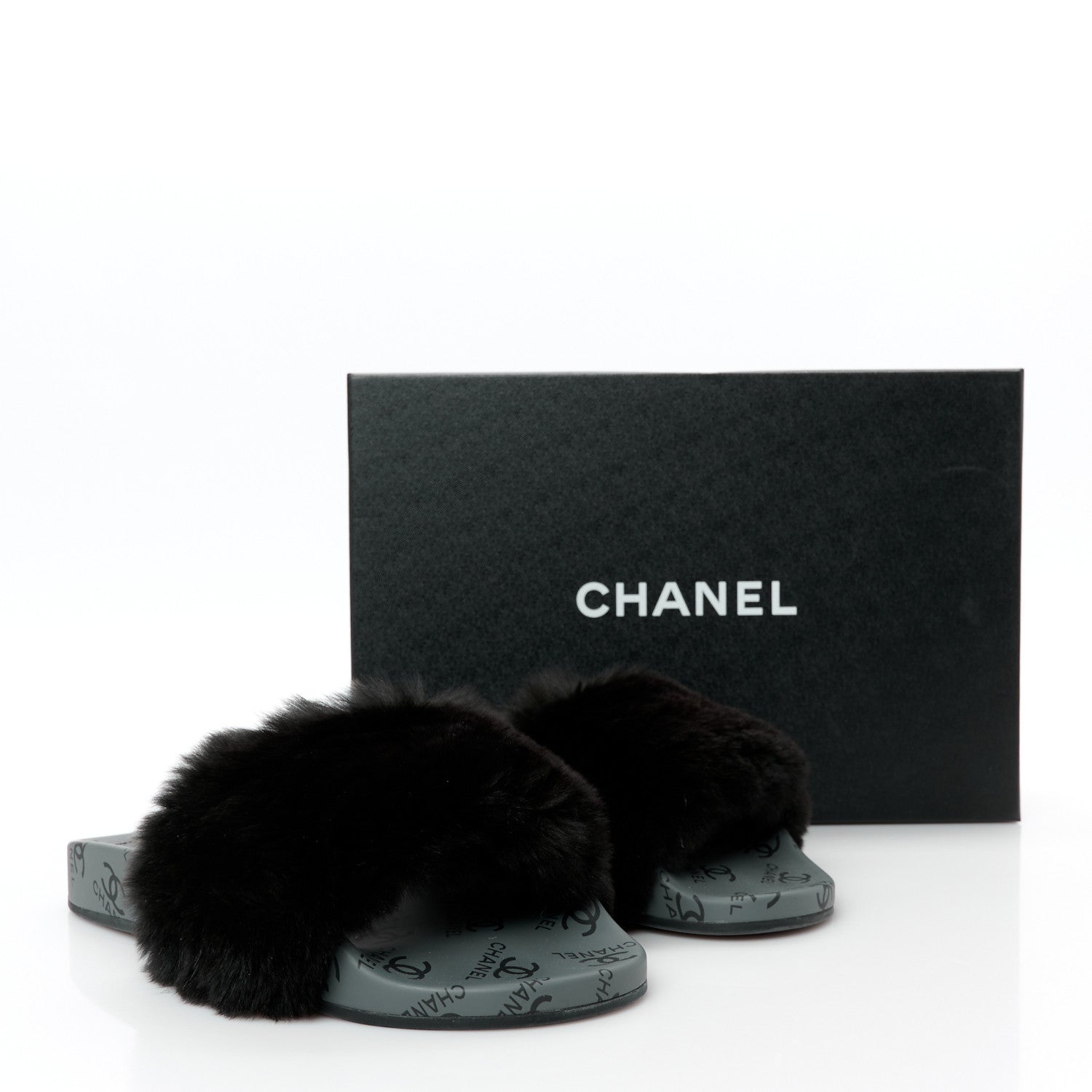 Chanel Orylag Rabbit Fur Mules 38 Black 9 of 9