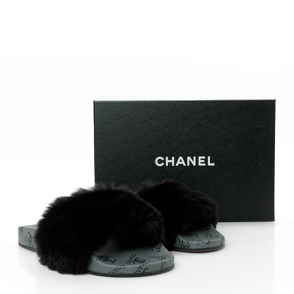 Chanel Orylag Rabbit Fur Mules 38 Black 9 of 9