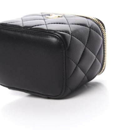 Chanel Lambskin Quilted Mini Pearl Crush Vanity Case With Chain Black 10 of 11