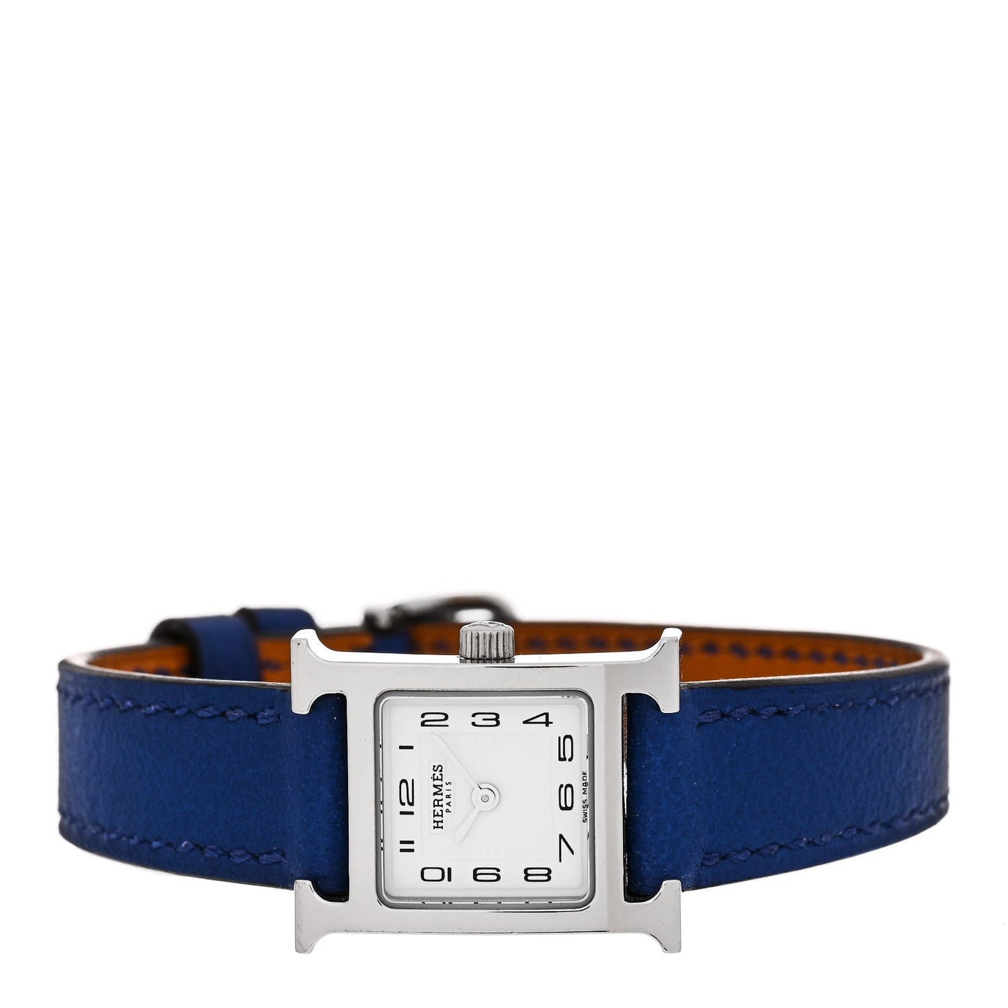 Stainless Steel Swift 17.2mm Heure H Hour Quartz Watch Bleu Electrique