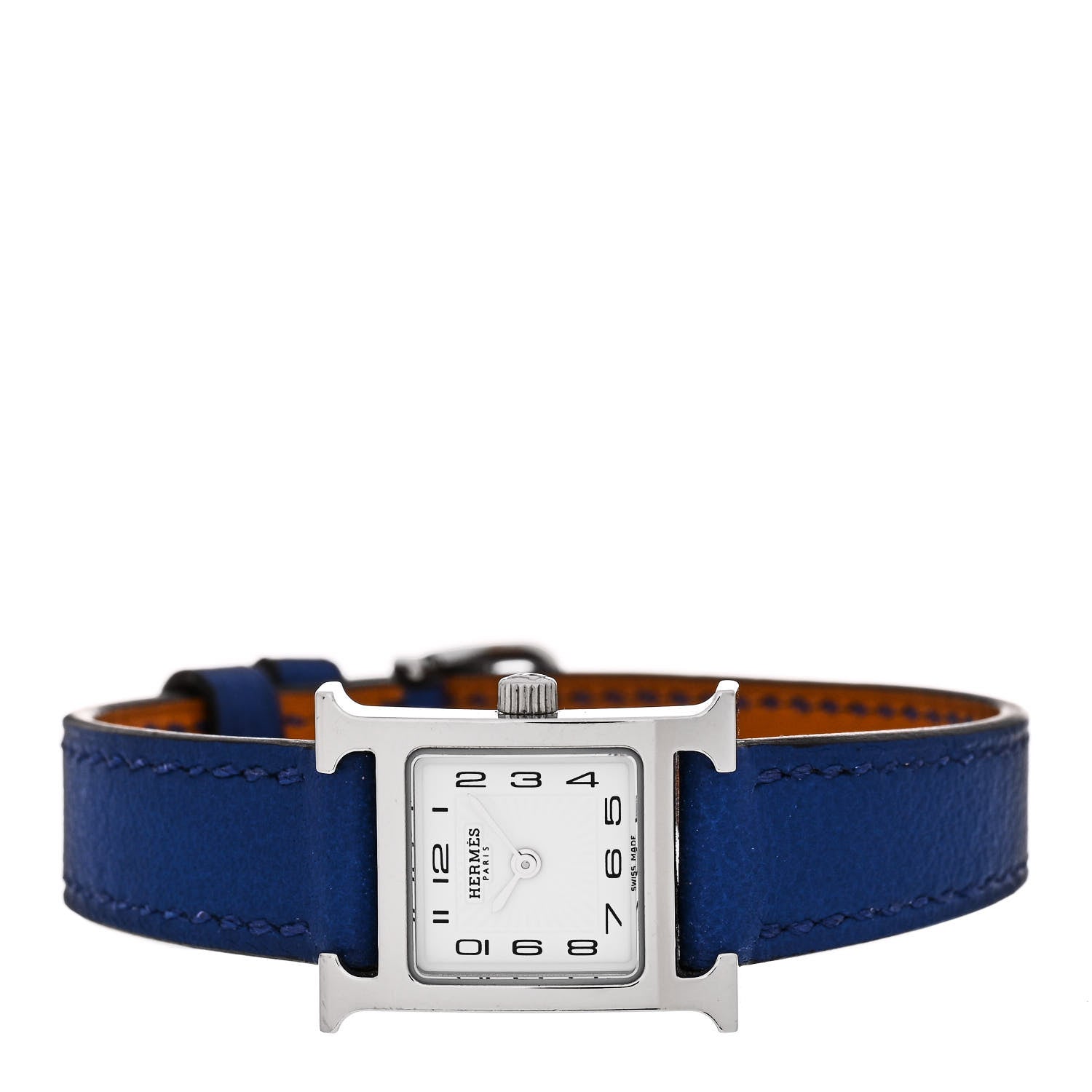 Hermes Stainless Steel Swift 17.2mm Heure H Hour Quartz Watch Bleu Electrique 2 of 4