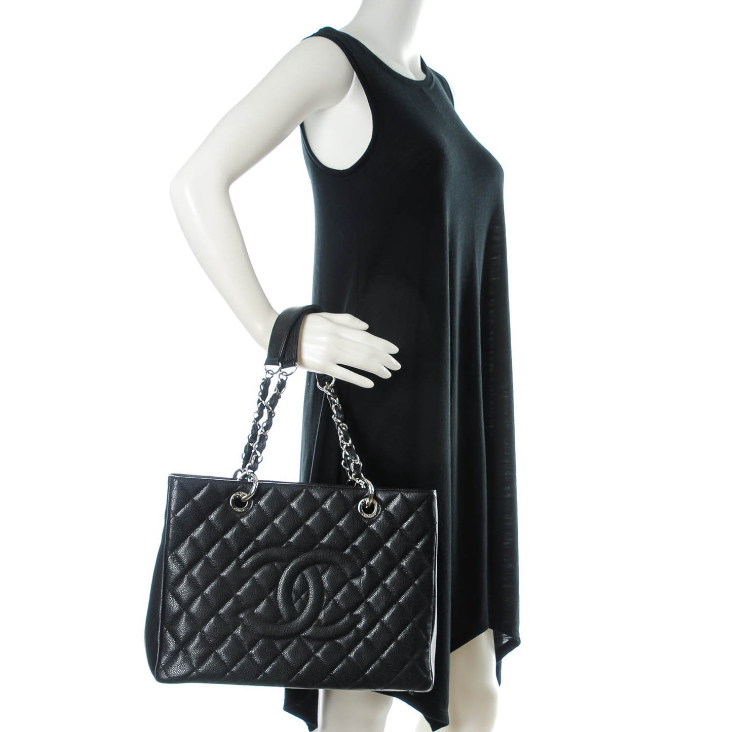 Caviar Quilted Grand Shopping Tote GST Black