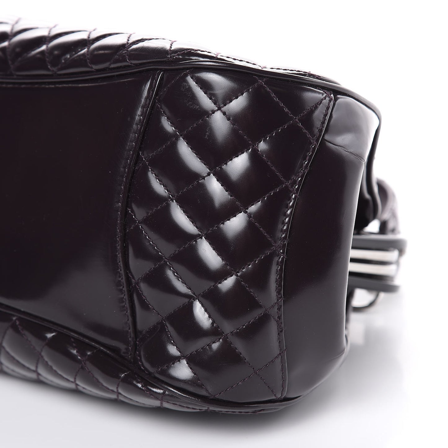 Glazed Calfskin Quilted Small Mademoiselle Frame Bag Purple
