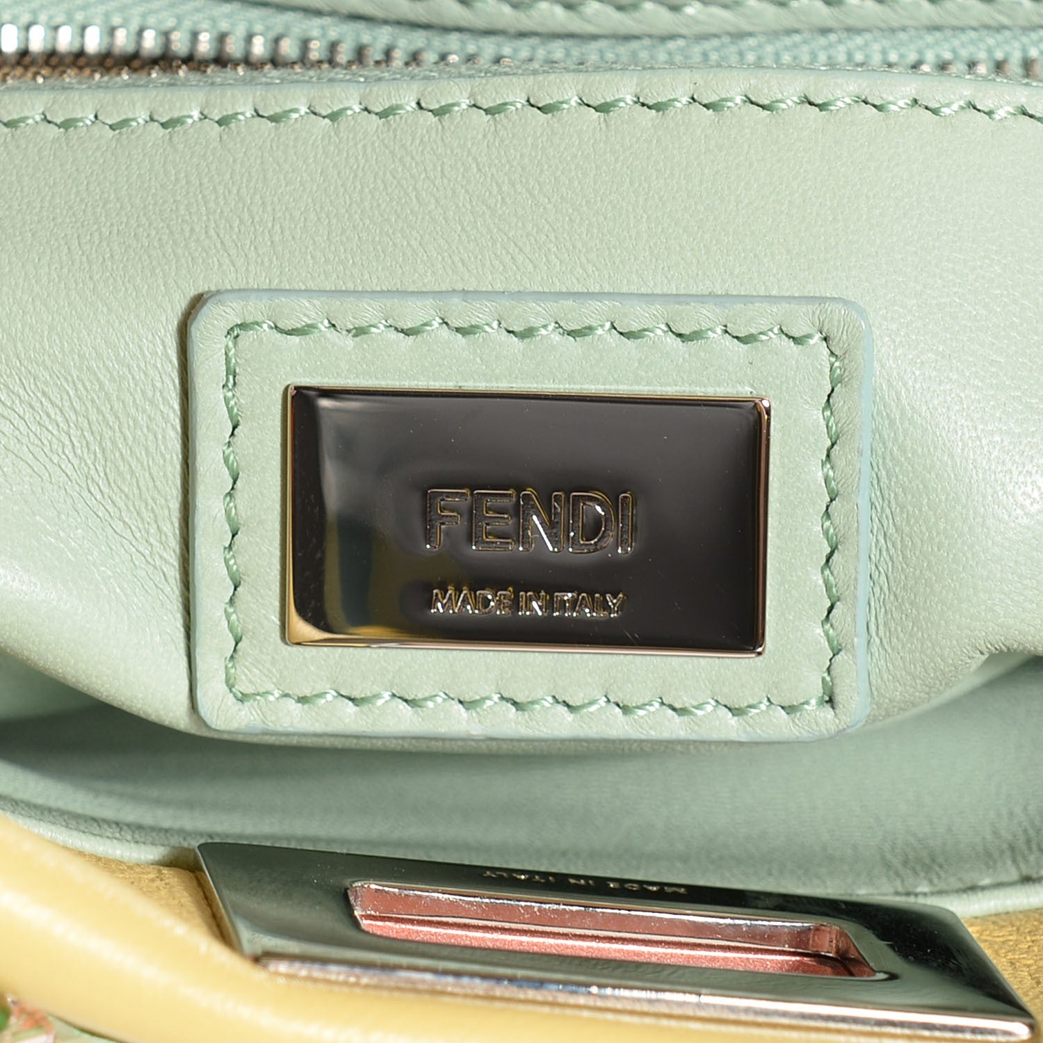 Fendi Nappa Crystal Beaded Mini Peekaboo Iconic Satchel Yellow 6 of 12