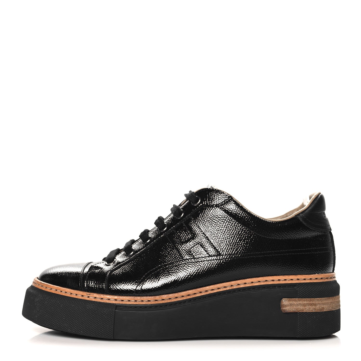 Hermes Patent Epsom Womens Polo Sneakers 39 Black 1 of 9