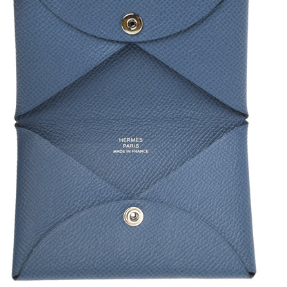 Hermes Epsom Calvi Card Case Bleu Agate 5 of 7