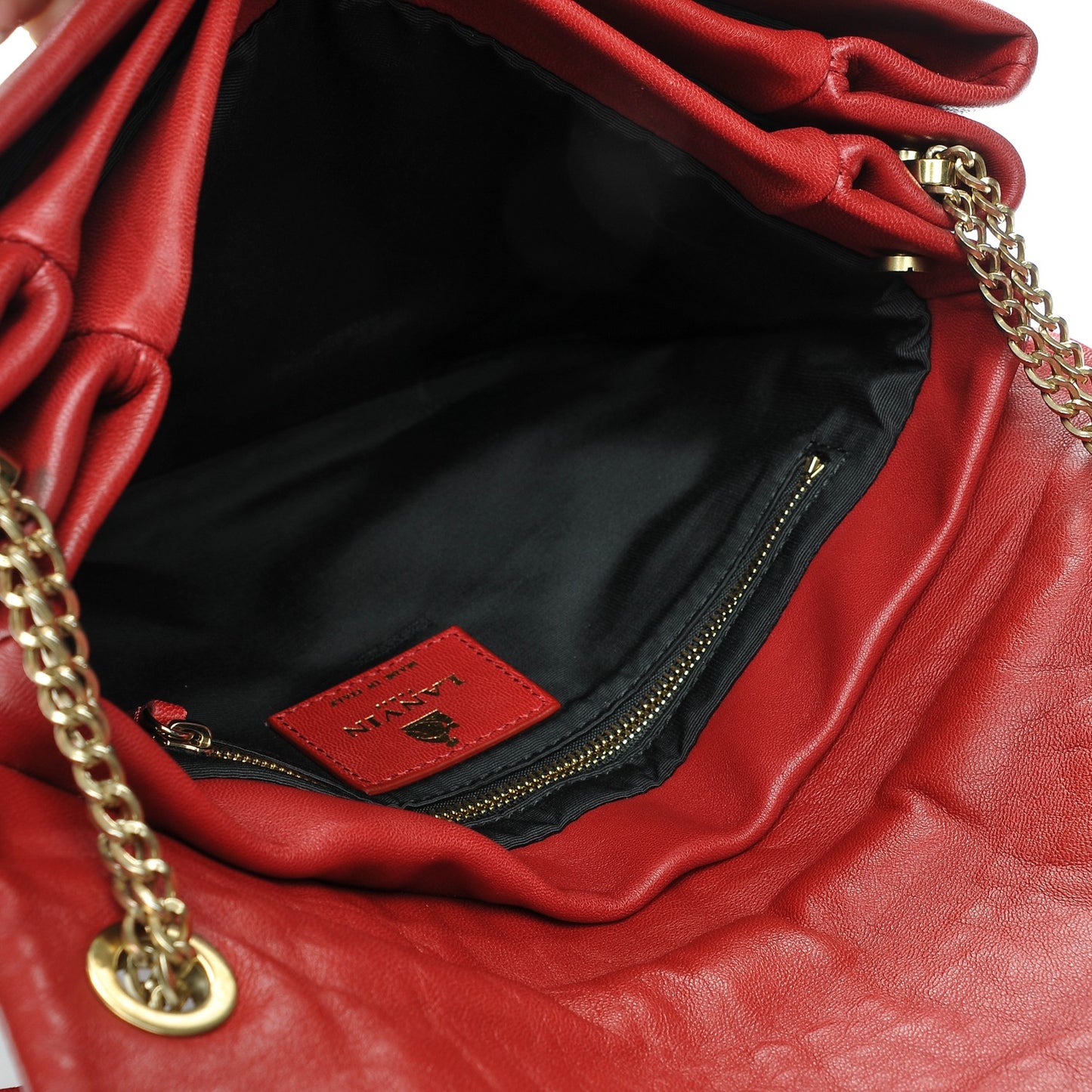 Lambskin Quilted Medium Sugar Flap Shoulder Bag Red