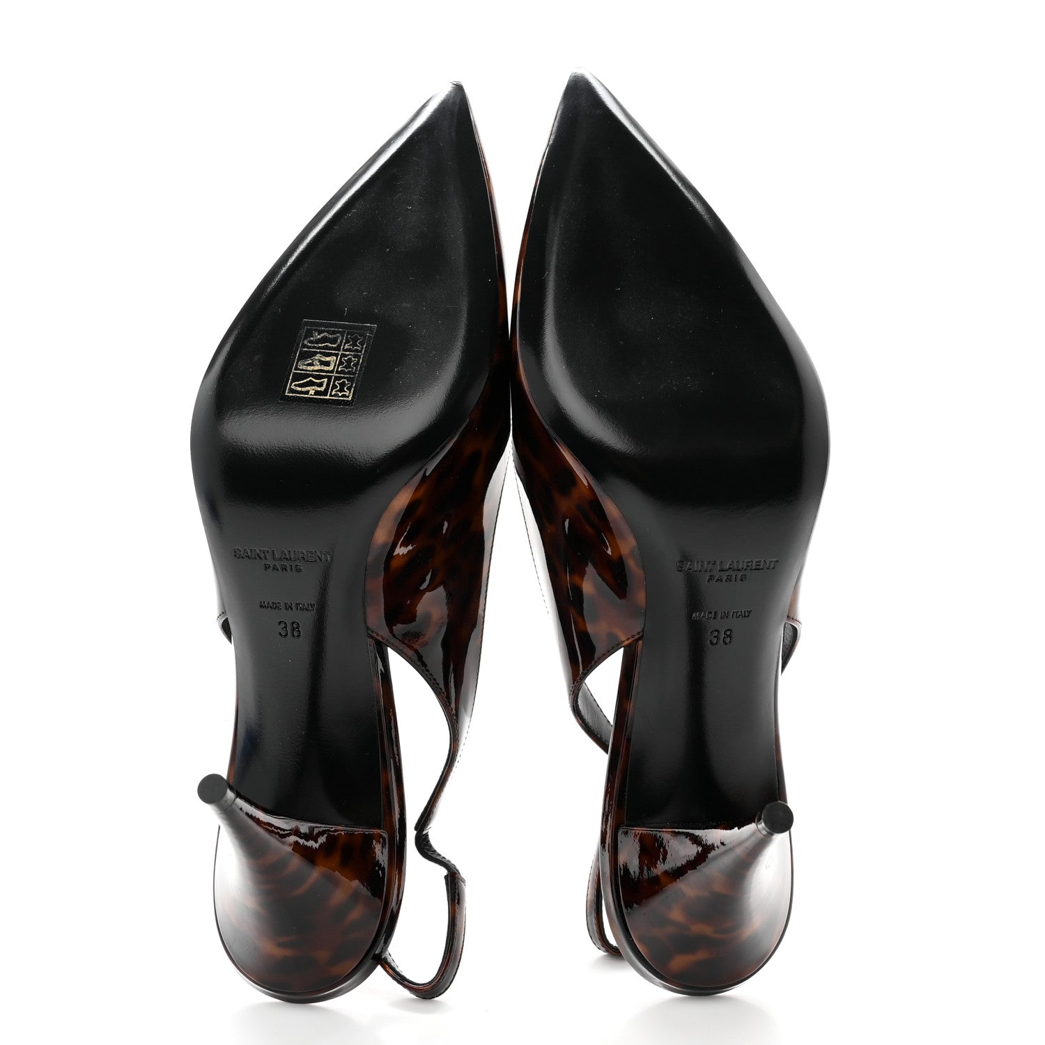 Saint Laurent Patent Kiki Tortoise Slingback 85 Pumps 38 Black 5 of 9