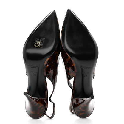 Saint Laurent Patent Kiki Tortoise Slingback 85 Pumps 38 Black 5 of 9
