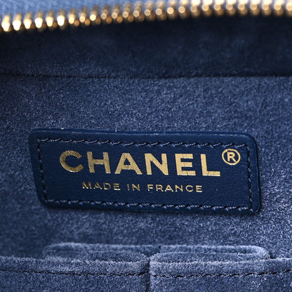 Chanel Calfskin Quilted Travel Kit Vanity Case Blue 6 of 9