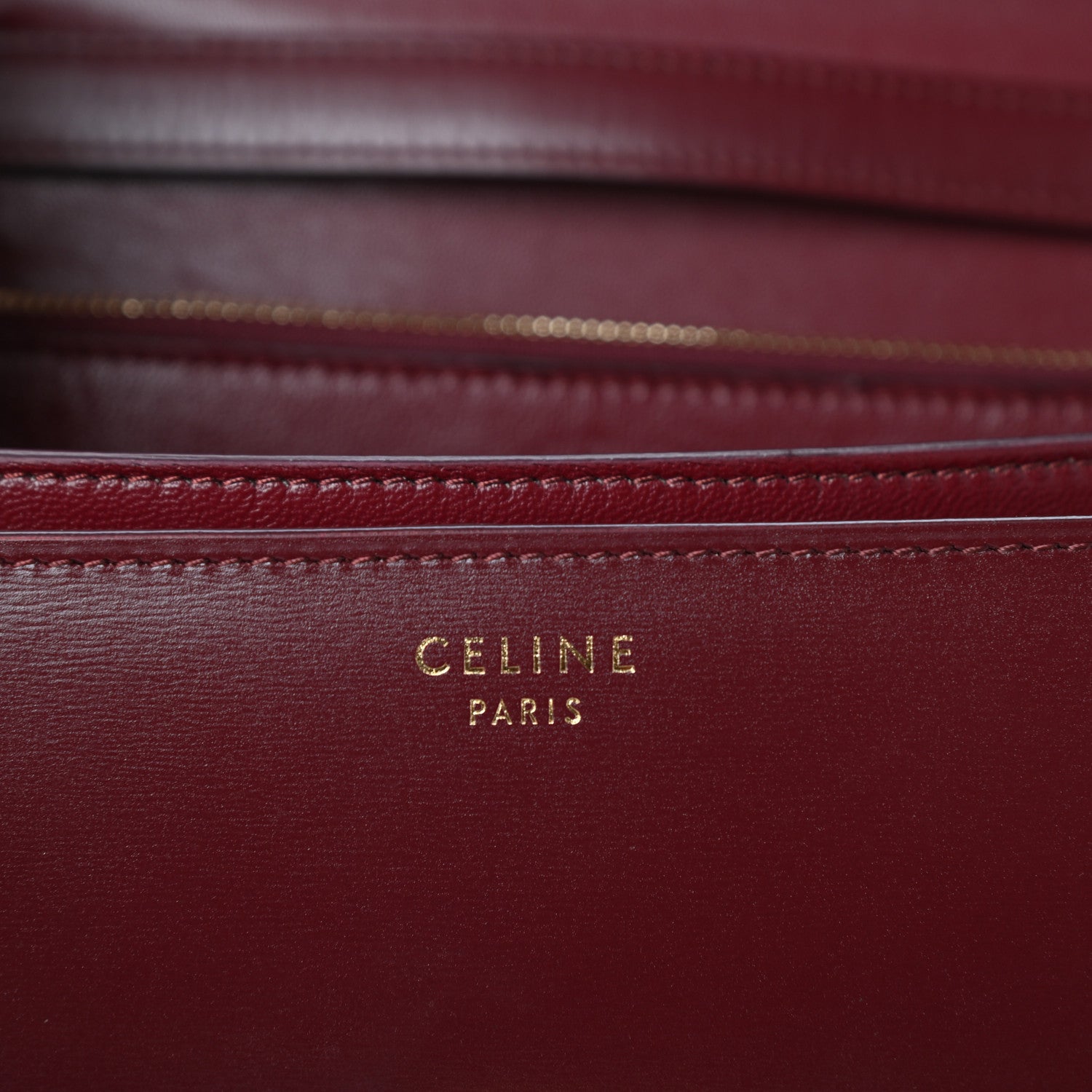 Celine Box Calfskin Medium Classic Box Flap Bag Burgundy 7 of 9
