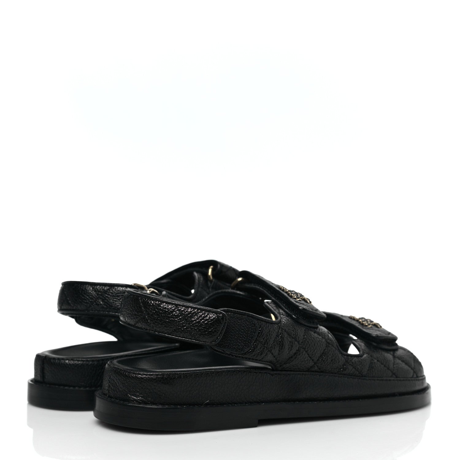 Chanel Grained Calfskin Velcro Dad Sandals 36 Black 4 of 9