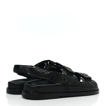 Chanel Grained Calfskin Velcro Dad Sandals 36 Black 4 of 9