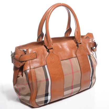 Burberry Vintage Washed Leather House Check Medium Chadwick Tote Saddle Brown 2 of 10