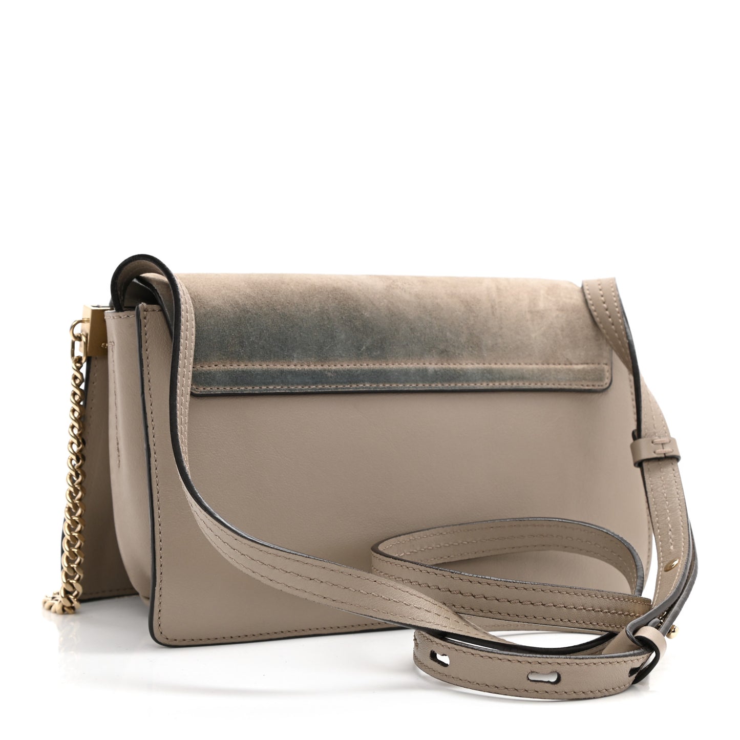 Suede Calfskin Small Faye Shoulder Bag Motty Grey