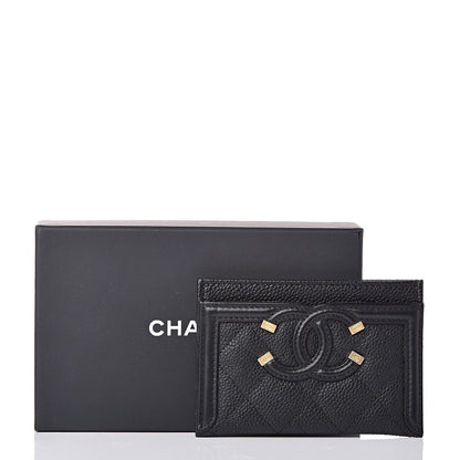 Chanel Caviar Quilted Filigree Card Holder Black 10 of 10