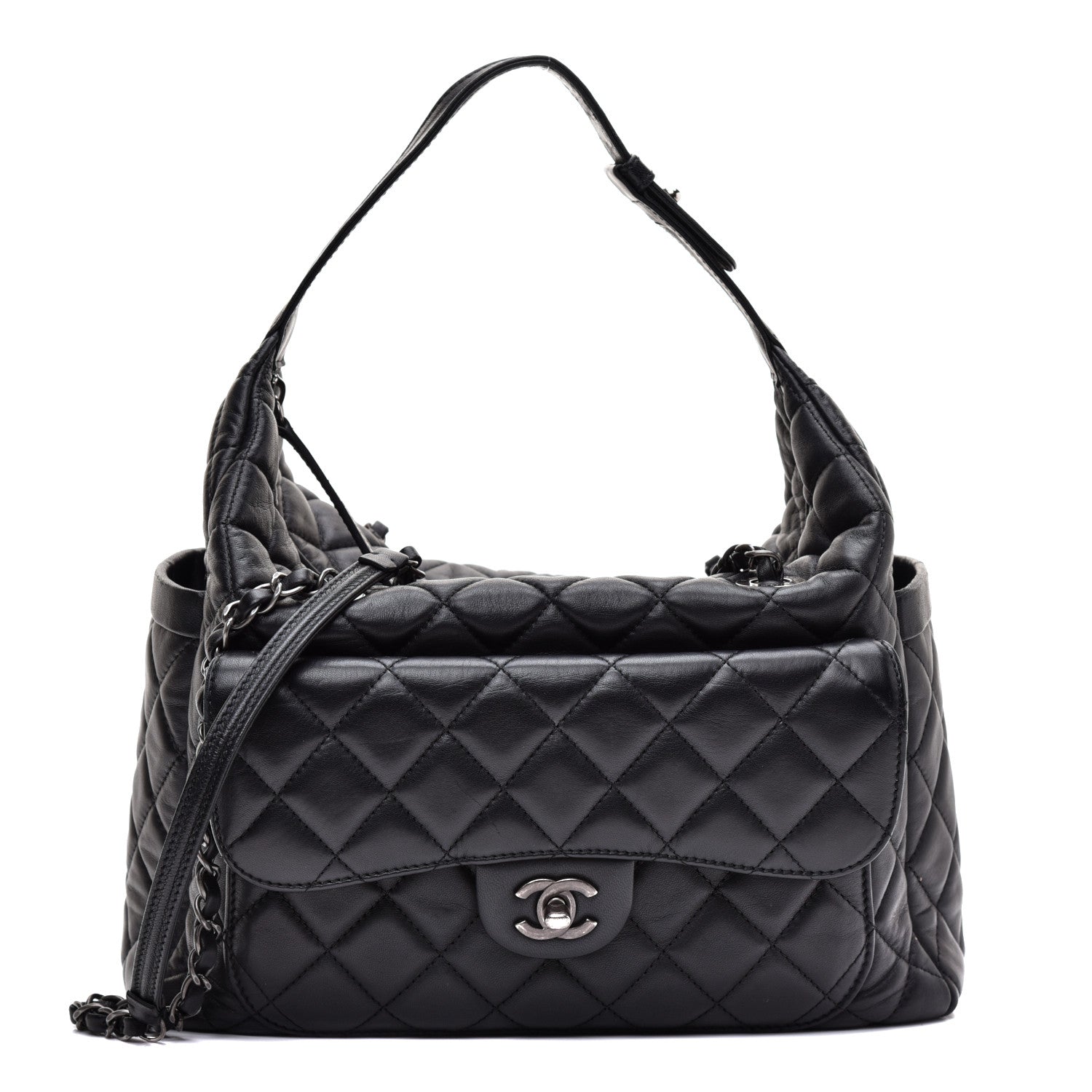 Chanel Lambskin Quilted Hobo Black 1 of 12