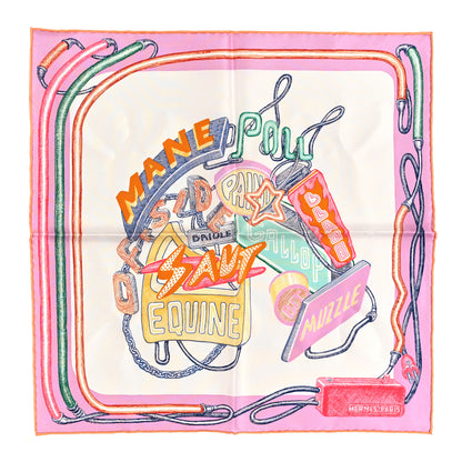 Hermes Silk Gavroche Chevaloscope Scarf 45 Neon Parme White Multicolor 1 of 3