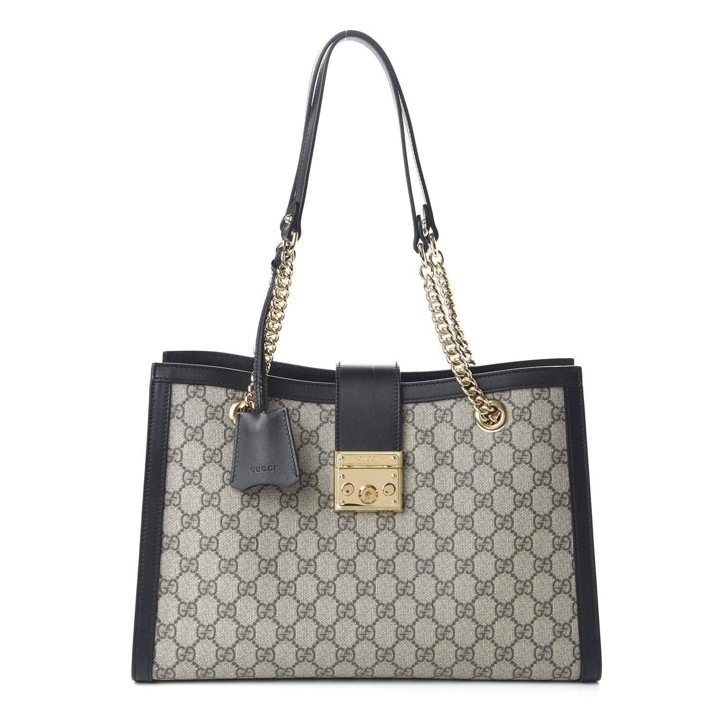 GG Supreme Monogram Medium Padlock Tote Black