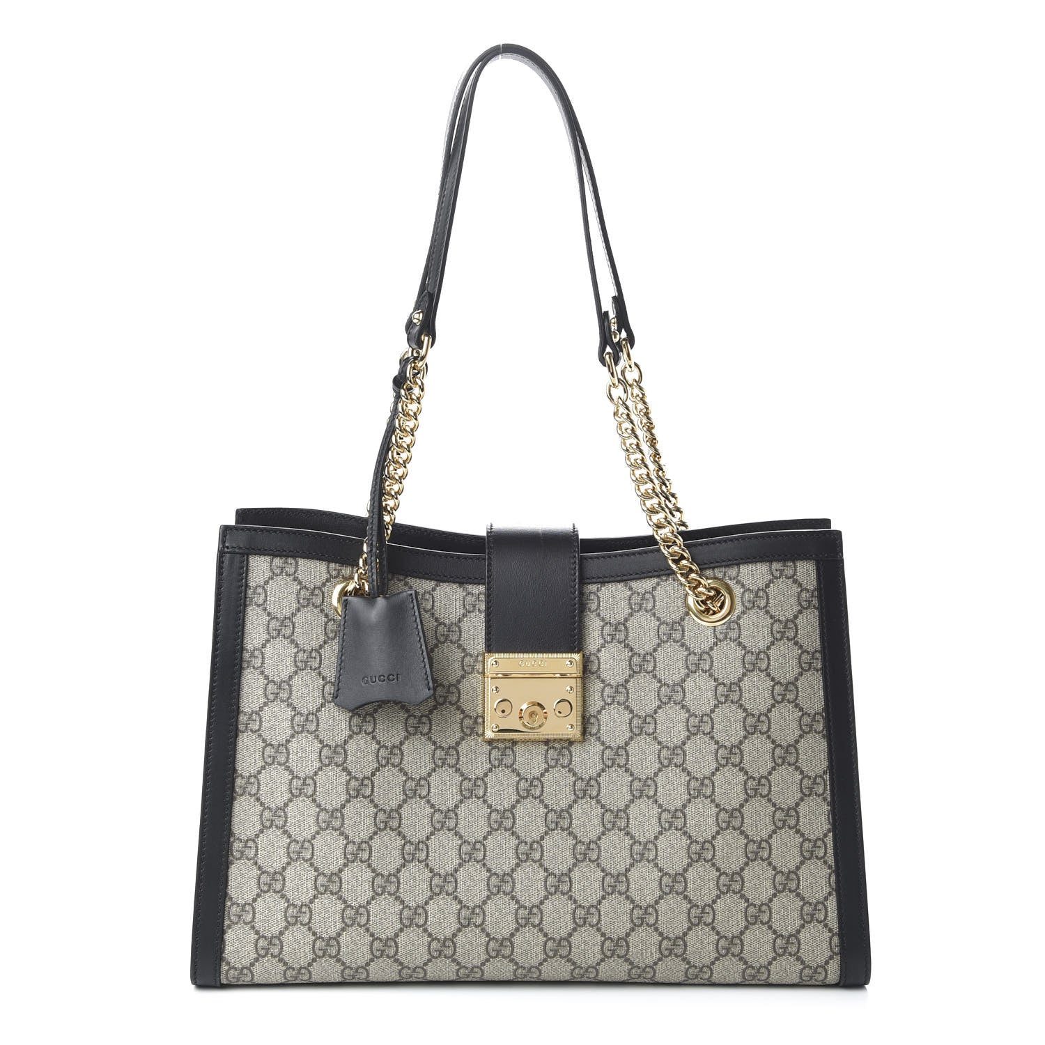 Gucci GG Supreme Monogram Medium Padlock Tote Black 1 of 11