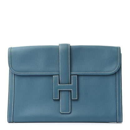 Hermes Epsom Jige PM Clutch Blue Jean 1 of 9