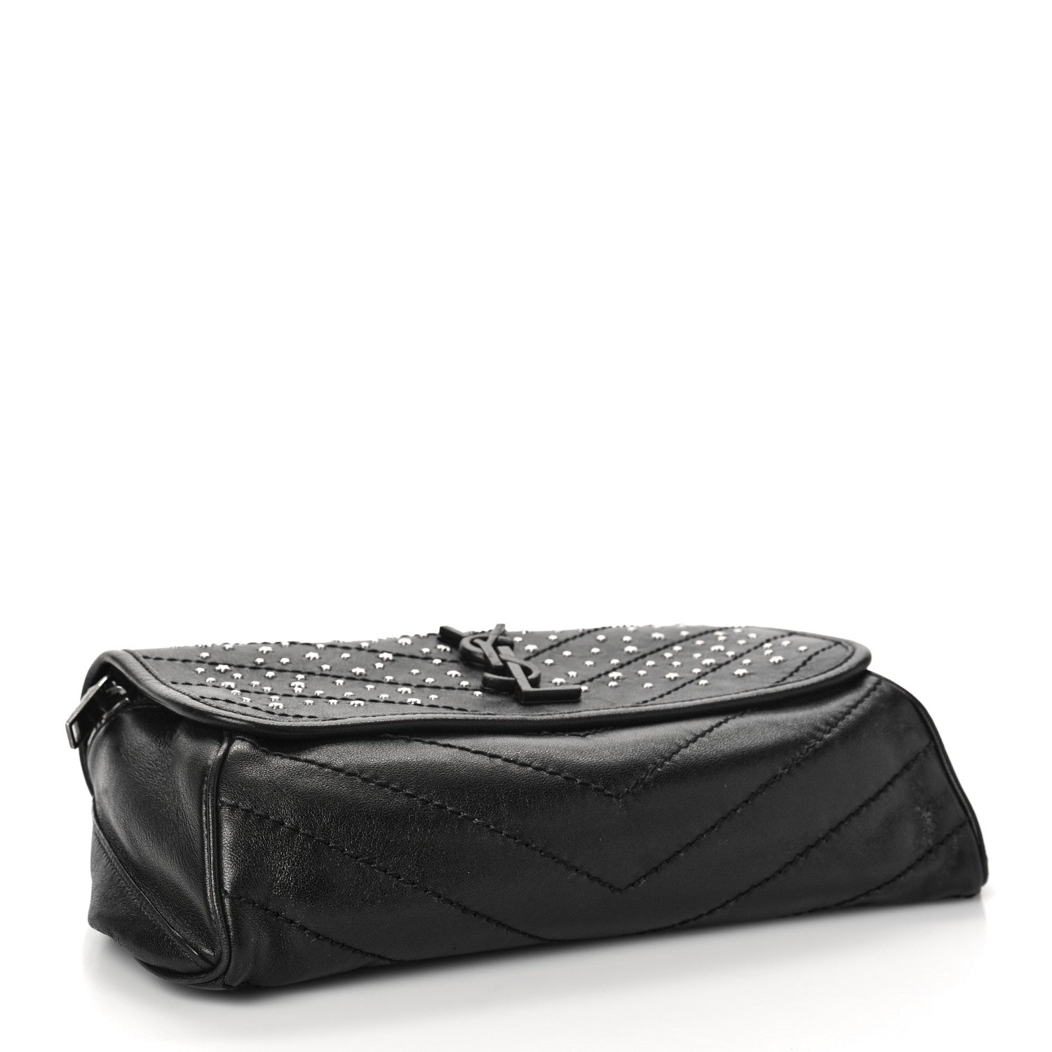Saint Laurent Calfskin Studded Stardust Monogram Niki Shoulder Bag Black 3 of 8