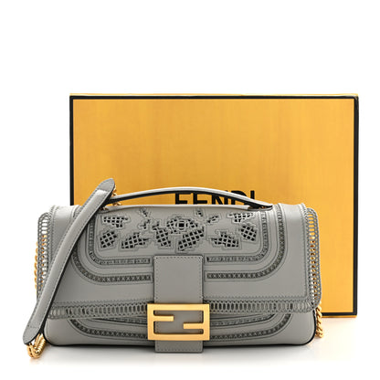 Fendi Nappa Apolo Floral Embroidered Chain Baguette Ghiaccio 13 of 13