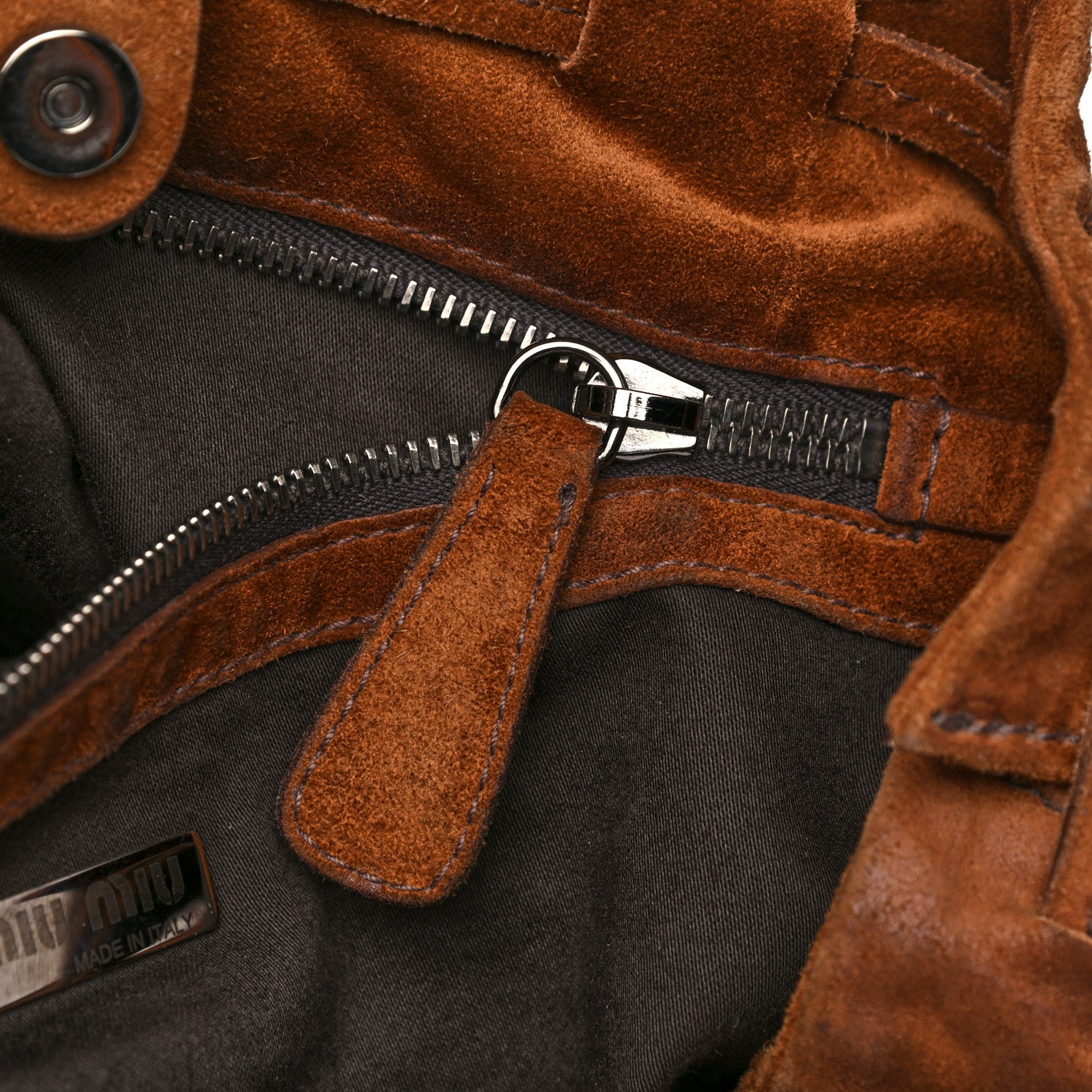 Miu Miu Suede Drawstring Tote Brown 12 of 23