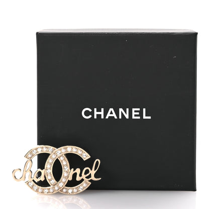 Chanel Graduated Pearl Crystal CC Brooch Gold 4 of 4