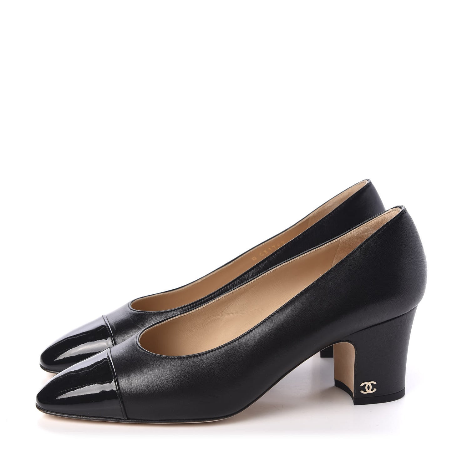 Lambskin Patent CC Cap Toe Pumps 39 Black