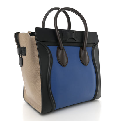 Celine Elephant Calfskin Mini Tri-Color Luggage Indigo 3 of 10