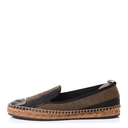 Fendi Canvas Pequin Espadrilles 36 Tobacco Black 1 of 8