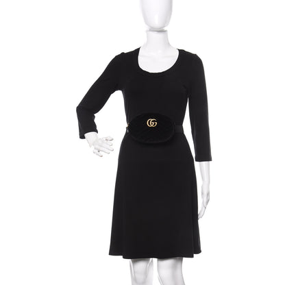 Gucci Velvet Matelasse GG Marmont Belt Bag 95 38 Black 2 of 10