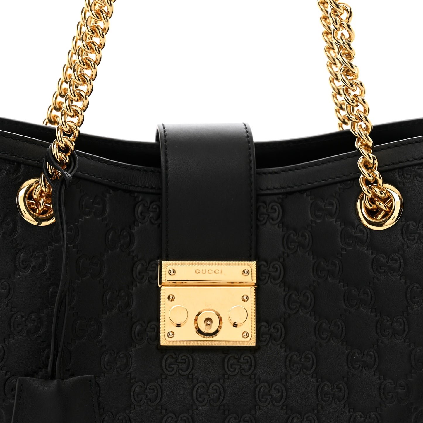 Guccissima Medium Padlock Tote Black