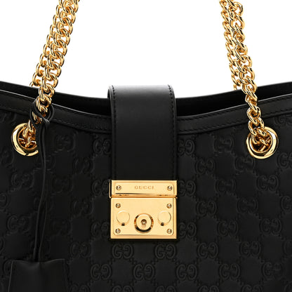 Gucci Guccissima Medium Padlock Tote Black 5 of 10
