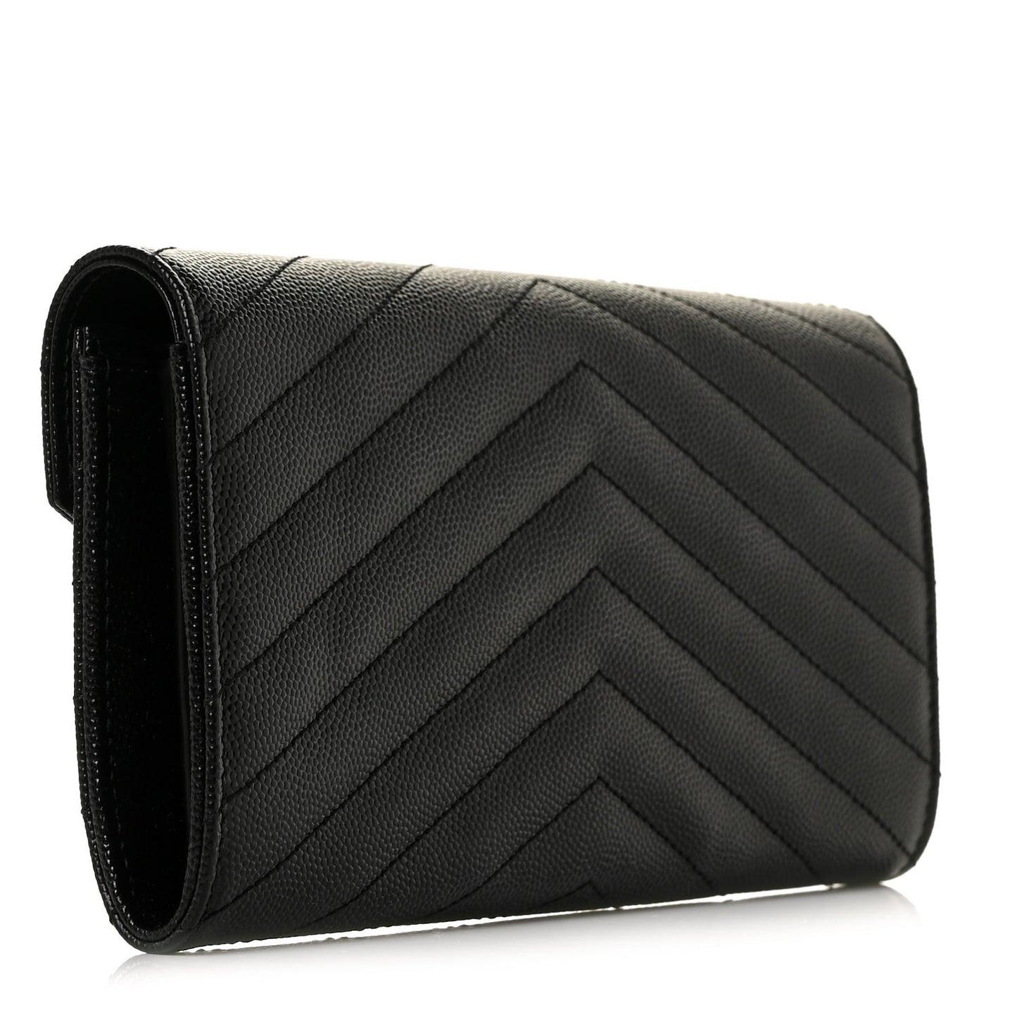 Grain De Poudre Matelasse Chevron Monogram Flap Wallet Black