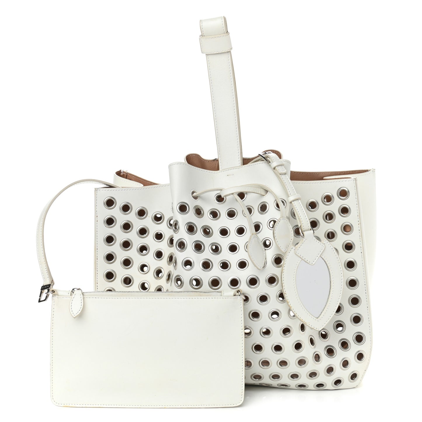 Calfskin Grommet Rose-Marie 28 Bag White