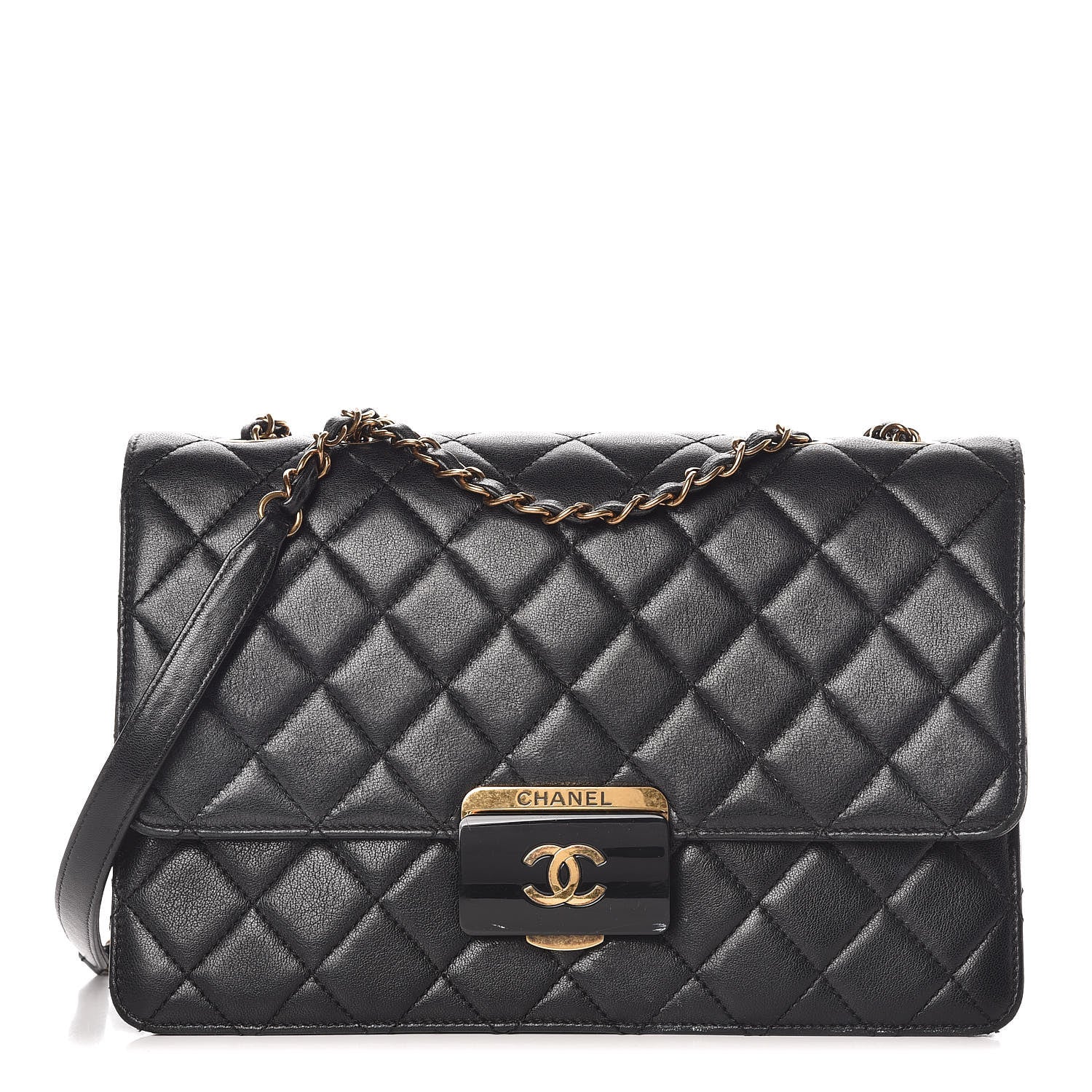 Chanel Sheepskin Quilted Large Beauty Lock Flap Black 1 of 17