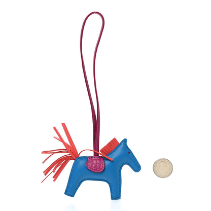 Hermes Milo Lambskin Matte Alligator Touch Grigri Rodeo Horse Bag Charm PM Bleu France Orange Poppy Framboise 2 of 4