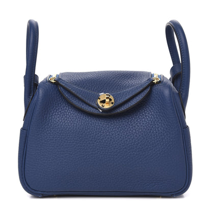 Hermes Taurillon Clemence Mini Lindy 20 Deep Bleu 1 of 10
