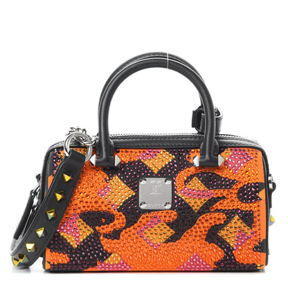 MCM Nylon Crystal Lion Camo Boston Satchel Multicolor 1 of 11
