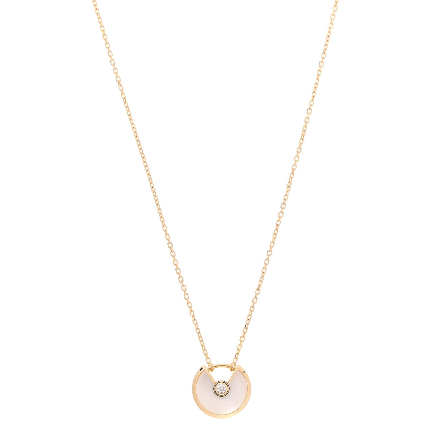 18K Yellow Gold Diamond Mother of Pearl XS Amulette de Cartier Pendant Necklace