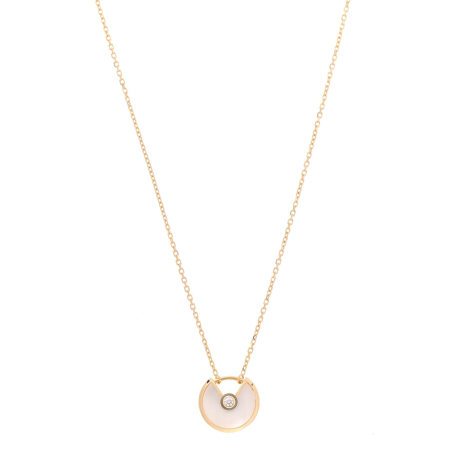 Cartier 18K Yellow Gold Diamond Mother of Pearl XS Amulette de Cartier Pendant Necklace 1 of 6