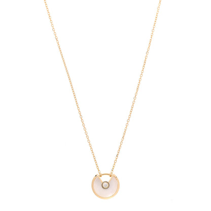 Cartier 18K Yellow Gold Diamond Mother of Pearl XS Amulette de Cartier Pendant Necklace 1 of 6