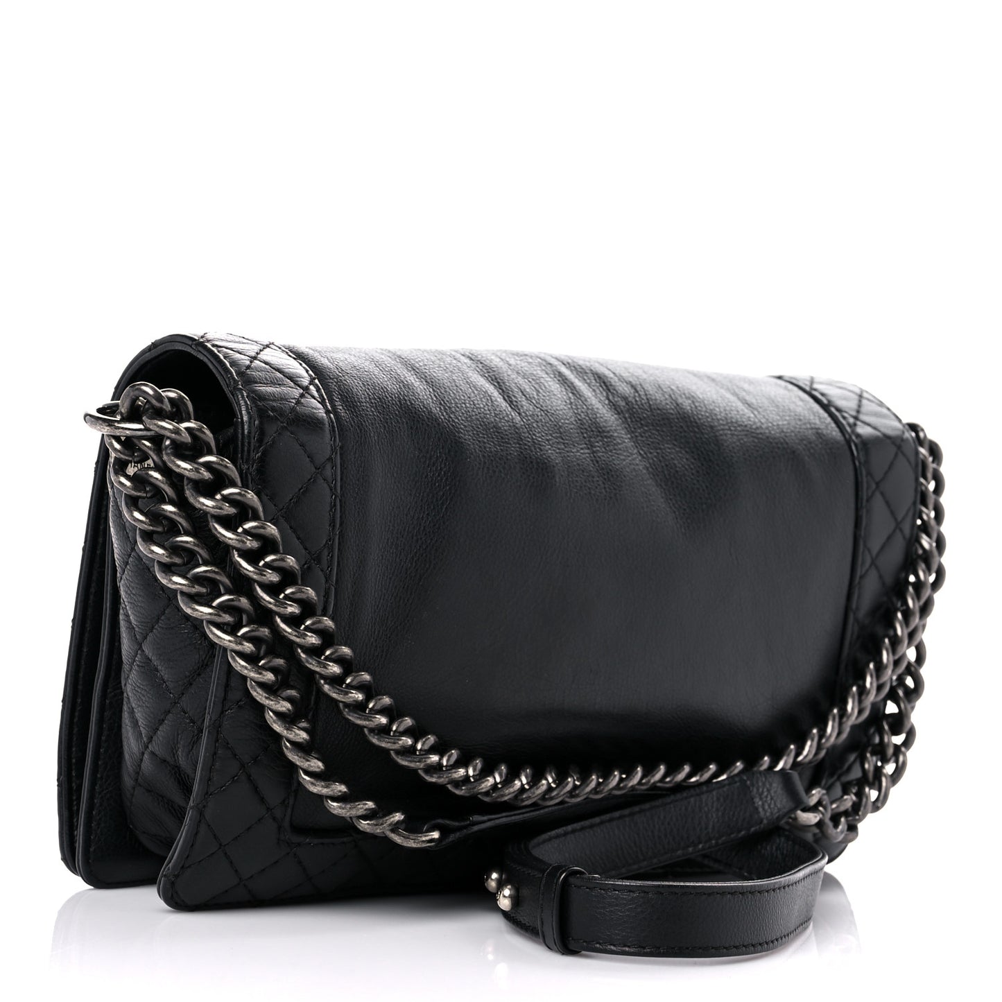 Calfskin New Medium Boy Reverso Flap Black
